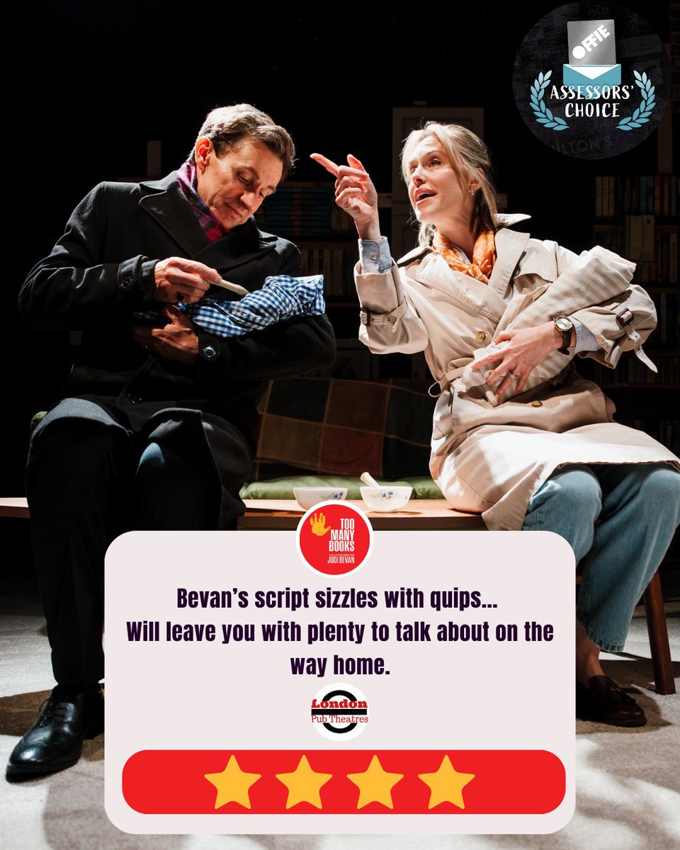 ⭐⭐⭐⭐ Bevan’s script sizzles with quips - <a href="/pubtheatres1/">LondonPubTheatres</a> <a href="/Terry_Ea/">Terry J Eastham (He/Him)</a>  

A sharp &amp; insightful play about adoption, privilege, &amp; the right to a family, Judi Bevan’s debut has been praised for its rich dialogue &amp; standout performances.

📍 <a href="/GatehouseLondon/">Upstairs At The Gatehouse</a>
🎟 bit.ly/TooManyBooksPl…