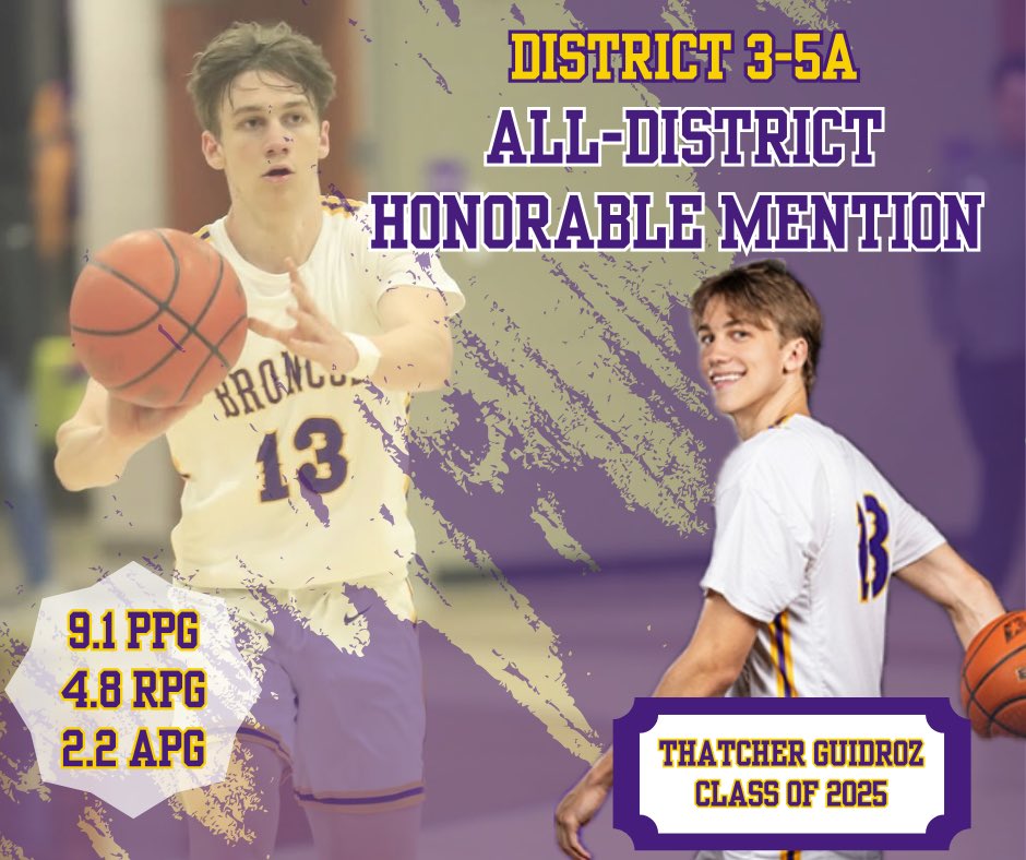 SHHSBroncosBB's tweet photo. We would like to congratulate the following Bronco basketball players on their 3-5A All-District Honors! 

Carter Malveaux - 1st Team 
Thatcher Guidroz - Honorable Mention 
Drew Dronet - All-Defensive Team

Proud of our boys and the way they represent our program! https://t.co/dMwOfXehZ8