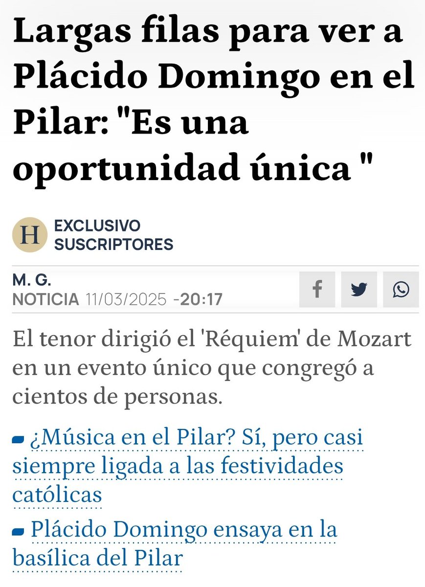 Le tienen vetado las principales Óperas y Teatros de UE por abusar y acosar sexualmente de multitud de mujeres algo que él reconoció.
En la Zaragoza baturra filas, la Alcaldesa y Consejeras, curas, militares, banqueros y los Yarza
El sueño del nacional catolicismo franquista, hoy