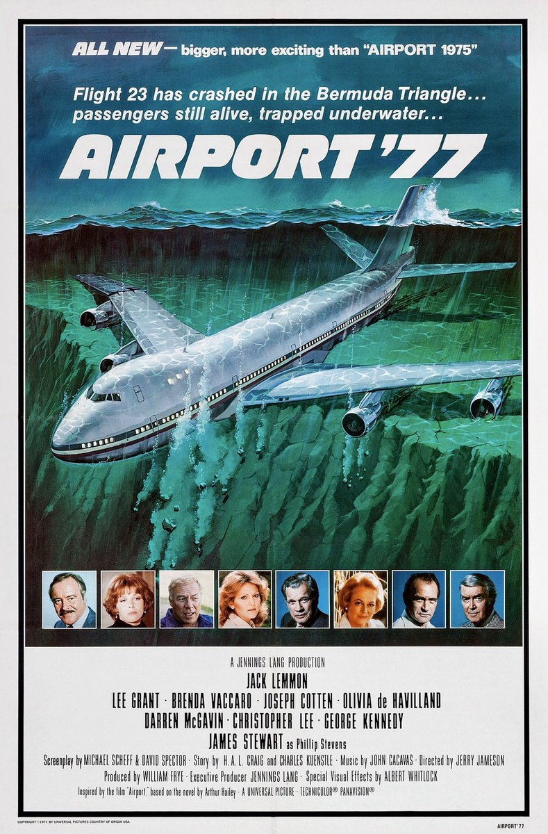 FilmNewsNos's tweet photo. 🎬MOVIE HISTORY: 48 years ago today, March 11, 1977, the movie ‘Airport ‘77’ opened in theaters!

#JackLemmon #LeeGrant #BrendaVaccaro #JosephCotton #OliviaDeHavilland #JamesStewart #GeorgeKennedy #DarrenMcGavin #ChristopherLee #RobertFoxworth #RobertHooks #MonteMarkham https://t.co/dLyIjWkrZa