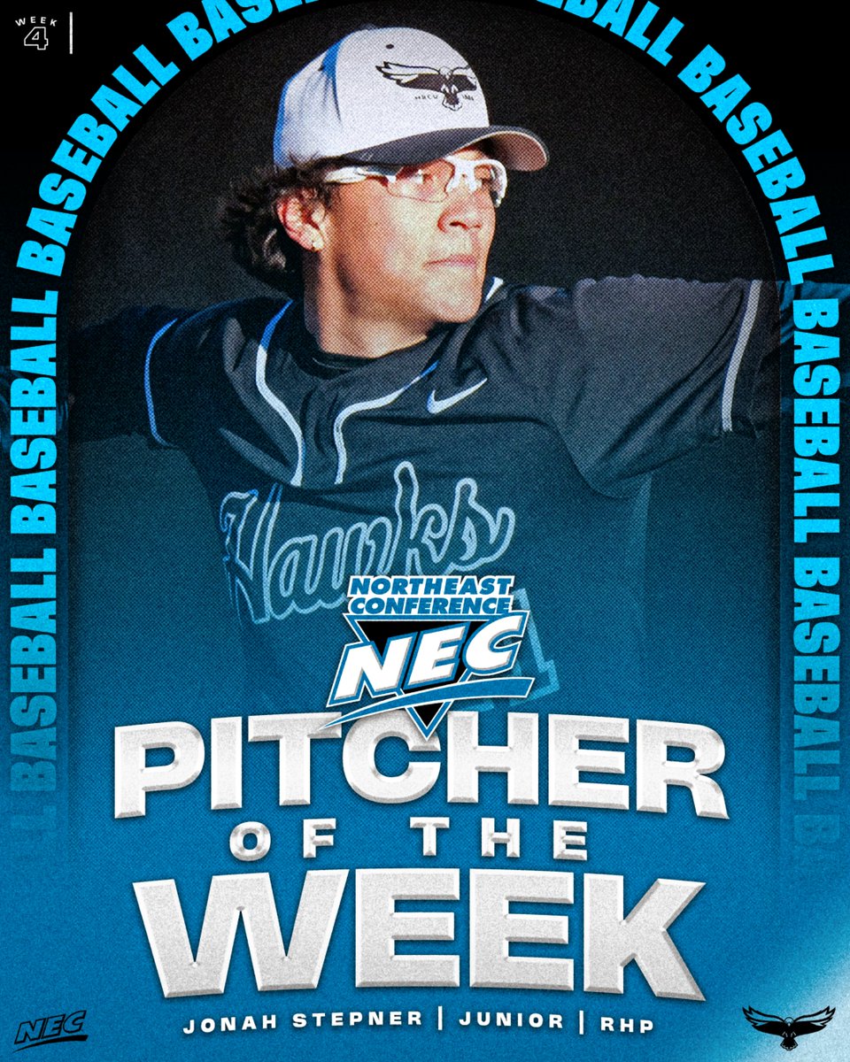 ⚾️🏅The #NECBaseball Pitcher of the Week is 𝗝𝗼𝗻𝗮𝗵 𝗦𝘁𝗲𝗽𝗻𝗲𝗿 from <a href="/UMESHawkSports/">Maryland Eastern Shore Hawk Athletics</a>‼️ 

» Tossed a complete game shutout in a 7-0 W for the 🦅
» Pitched 9 innings with 8️⃣ strikeouts

#NECelite📜 x #NECPiOW