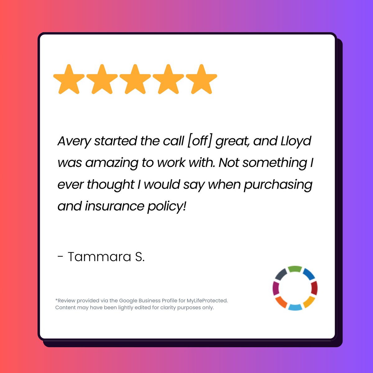 What’s better than 199 FIVE STAR reviews?! How about 200! ⭐️⭐️⭐️⭐️⭐️

Big thanks to Tammara S. for helping us hit this milestone! We’re grateful to make #insurance shopping easy and enjoyable.

See for yourself—call 877-203-2624 or visit mylifeprotected.com today!