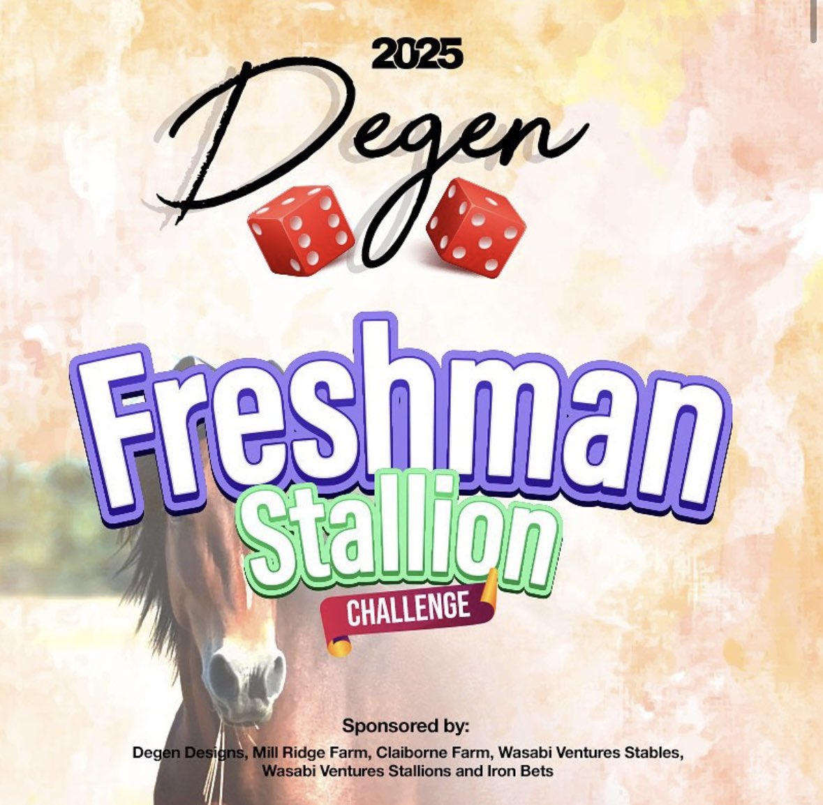 DesignsofDegen's tweet photo. The 2025 Degen Freshman Stallion Challenge is here! 🚀 Pick 3 stallions, earn points, and compete for a $300 prize!
⏳ Entries close March 31 at 5 PM ET. One entry per player.
Join now: https://t.co/IthKeHZ4iq
#DegenStallionChallenge #FreshmanSires #PickAndWin https://t.co/4wKhqR2Il3