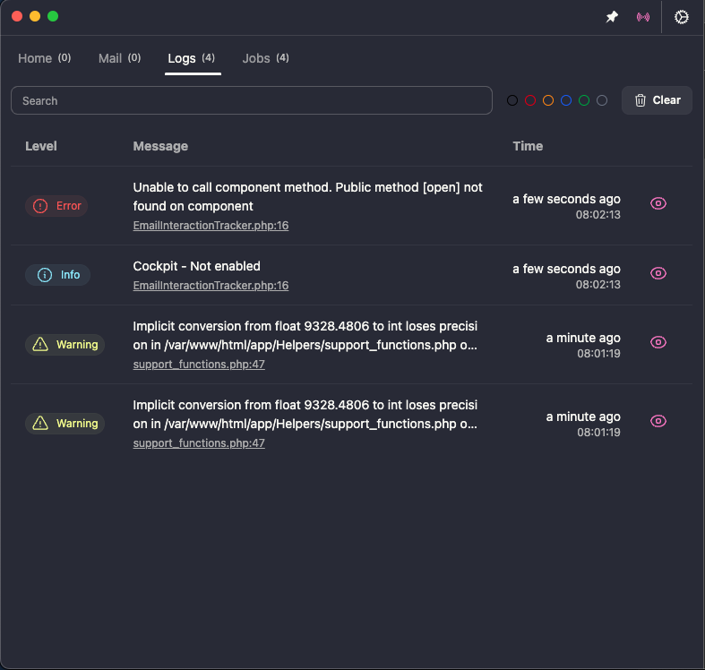 luanfreitasdev's tweet photo. LaraDumps v4 is released! 🔥

- Xdebug step debugging
- Job Monitor View
- New Logs View
- New Mail Preview
- Custom Themes
- New Query filter (http / origin)
- Limit dumps qty (dumps, queries, logs, mail and jobs)

👉https://t.co/fWlRa4zJ9s https://t.co/D60jXlqh9m
