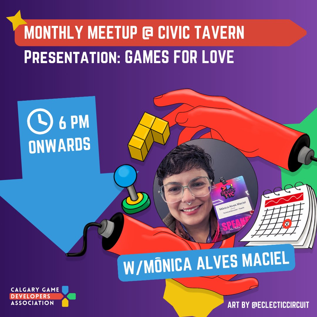 CalgaryGameDevs (@calgarygamedevs) on Twitter photo Announcing our monthly meetup! We have another speaker this month as @Mônica Alves Maciel will be chatting about <a href="/GamesForLoveorg/">Games For Love</a> and their organization.
As always the event is free and open to all, Thursday March 20th from 6PM onwards at Civic tavern! 🍻 Announcing our monthly meetup! We have another speaker this month as @Mônica Alves Maciel will be chatting about <a href="/GamesForLoveorg/">Games For Love</a> and their organization.
As always the event is free and open to all, Thursday March 20th from 6PM onwards at Civic tavern! 🍻