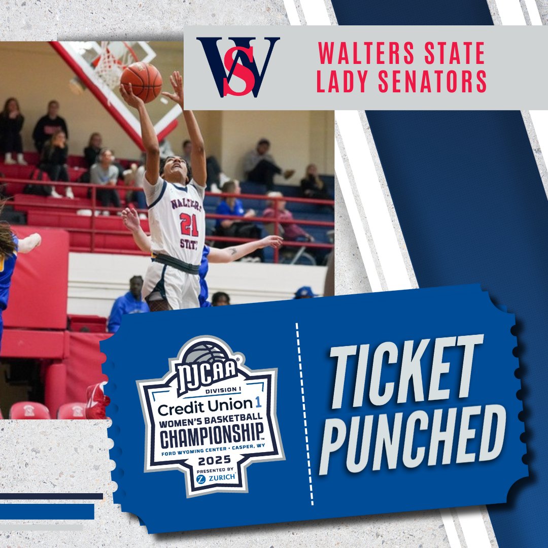 NJCAA Basketball (@njcaabasketball) on Twitter photo Lady Senators➡️ Casper, WY
Walters State wins the Appalachian District and will advance to the 2025 <a href="/MyCreditUnion1/">Credit Union 1</a> #NJCAABasketball DI Women's Championship!
This will be the Lady Senators' 20th appearance in school history.
njcaa.org/sports/wbkb/20… Lady Senators➡️ Casper, WY
Walters State wins the Appalachian District and will advance to the 2025 <a href="/MyCreditUnion1/">Credit Union 1</a> #NJCAABasketball DI Women's Championship!
This will be the Lady Senators' 20th appearance in school history.
njcaa.org/sports/wbkb/20…
