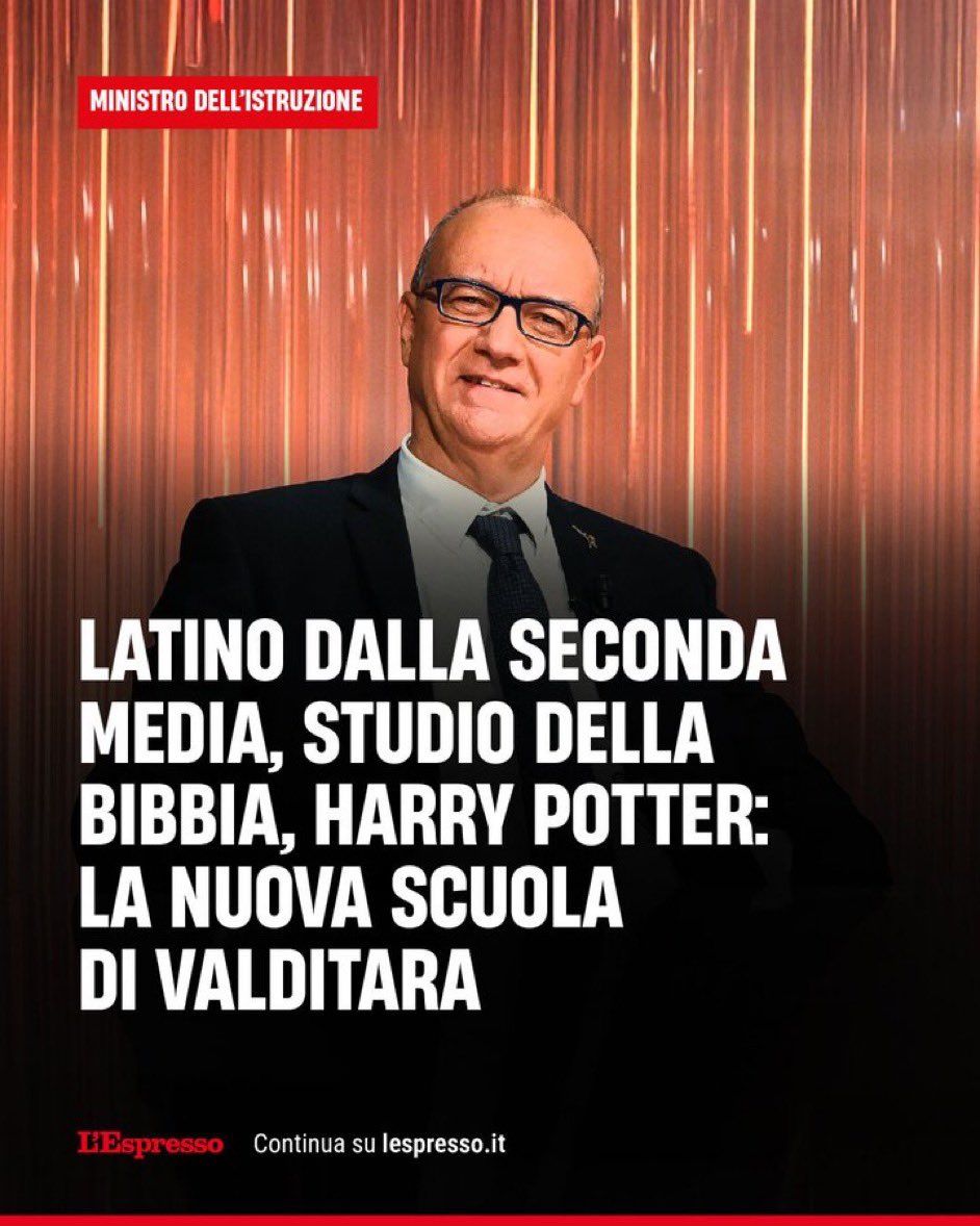 Siccome non sono un insegnante e il ministro Valditara non può sospendermi, intimidirmi, mandarmi ispettori, fare pressioni sul mio preside o minacciarmi di sanzioni disciplinari, posso serenamente dire che le sue indicazioni sui programmi scolastici sono una solenne puttanata
