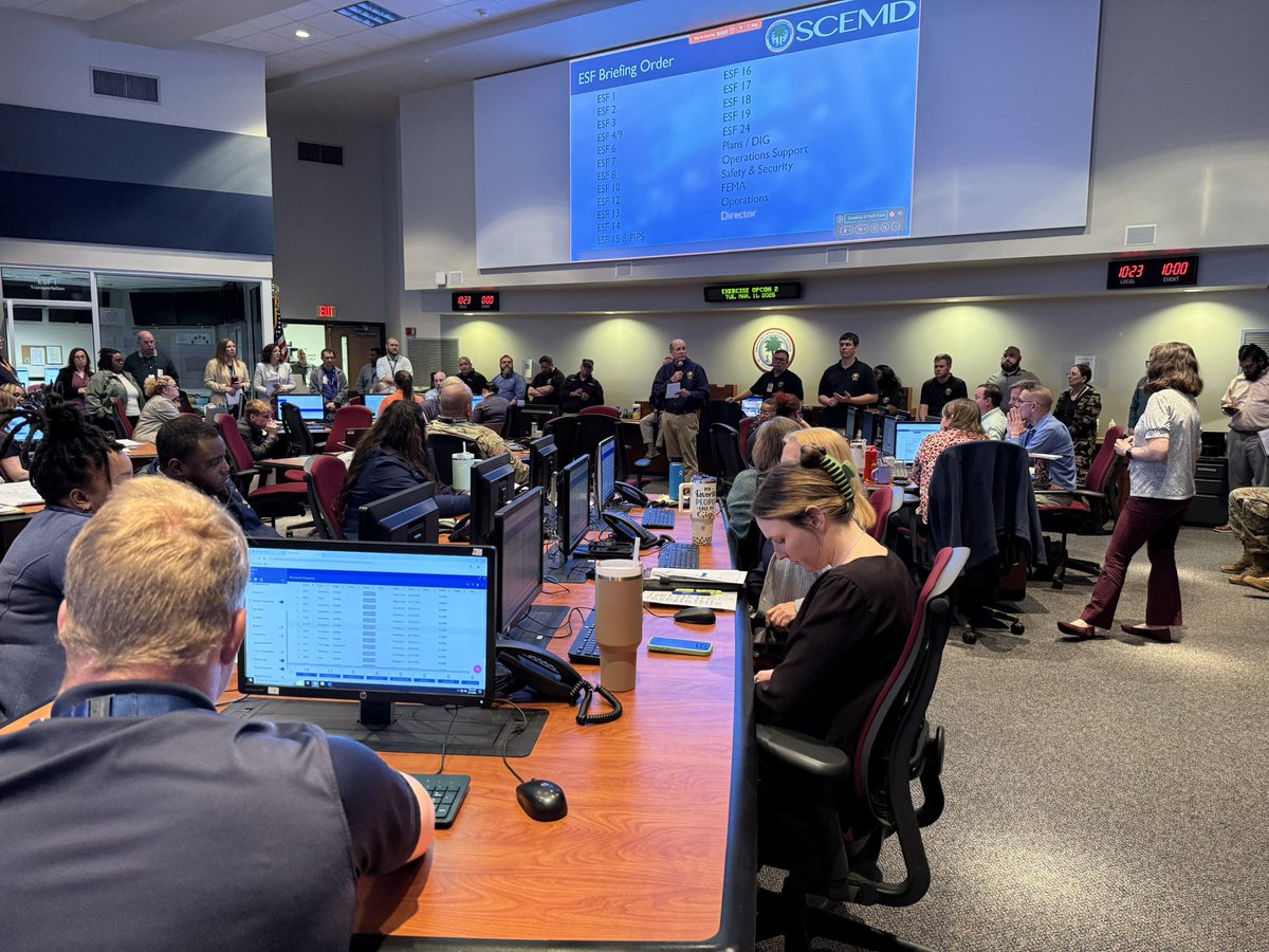 SCEMD's tweet photo. This week, the State Emergency Response Team is at SCEMD running a full-scale disaster exercise. With experts in logistics, planning, and communications, we’re strengthening our preparedness and response.
#Emergencypreps #SouthCarolina #SCEMD #Preppin https://t.co/swbcBKDoDB