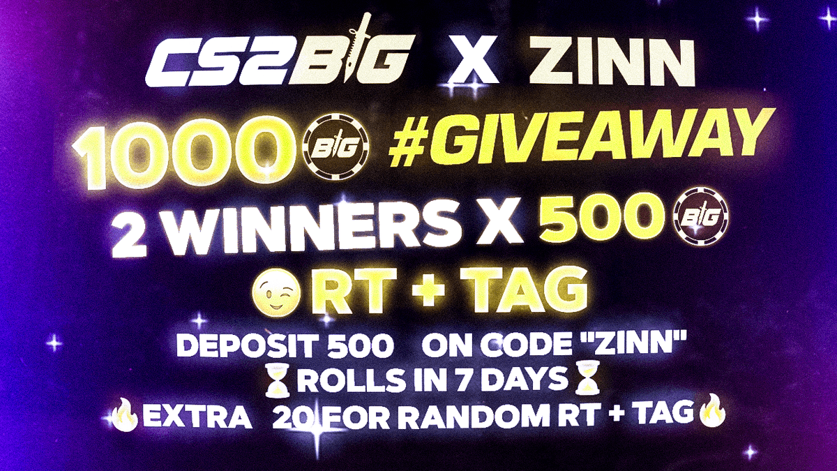 Zabidaexyt's tweet photo. ⚠️1000🪙Cs2Big Competition
✨2 WINNERS✨"500🪙x2"
✅RT + Tag 1✅
💰Deposit 500🪙 on code "ZINN" (Show Proof)💰

⏳Rolls in 7 days!⏳

🔥EXTRA $20 For Random RT + TAG🔥

❗️The deposit must be done after this post!

📌YOU MUST SHOW PROOF IN OUR DISCORD SERVER! https://t.co/wSUDEs5sfd