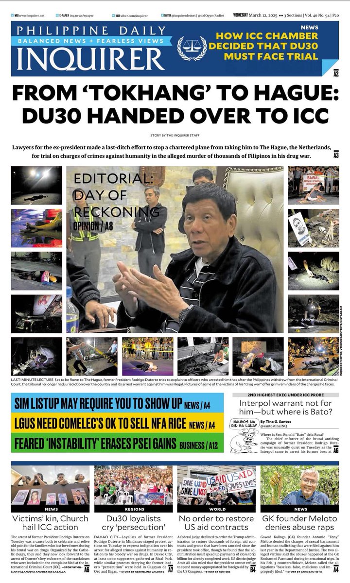 lianbuan's tweet photo. Philippine Daily Inquirer. March 12, 2025. https://t.co/Oy7LW9QwwL