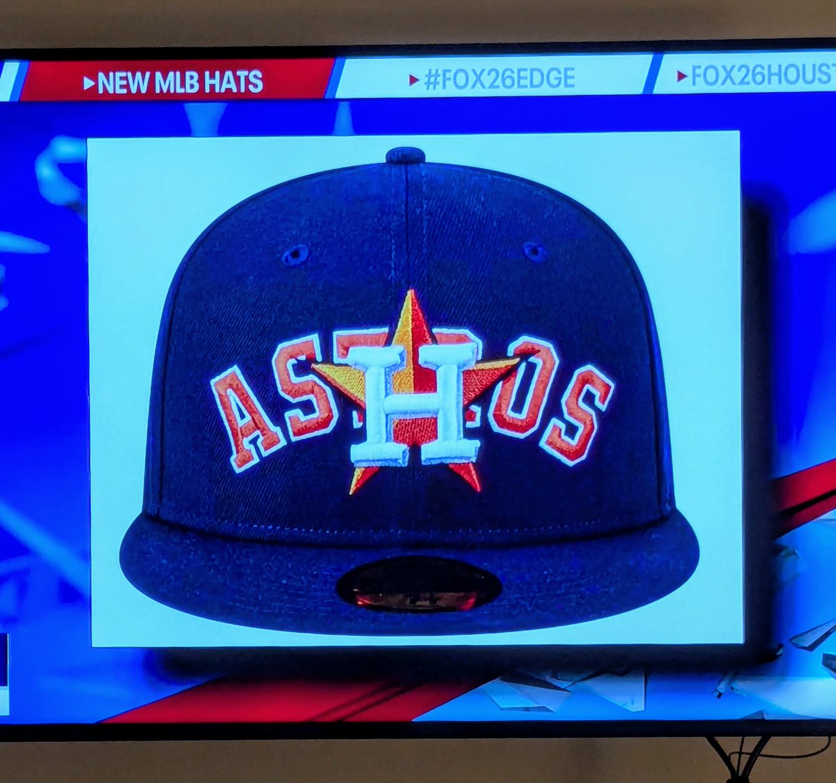 BryanLovejoy2's tweet photo. New baseball hats. This is the Houston Astros hat. There are worse! 😅 https://t.co/sZKe2KM6ha