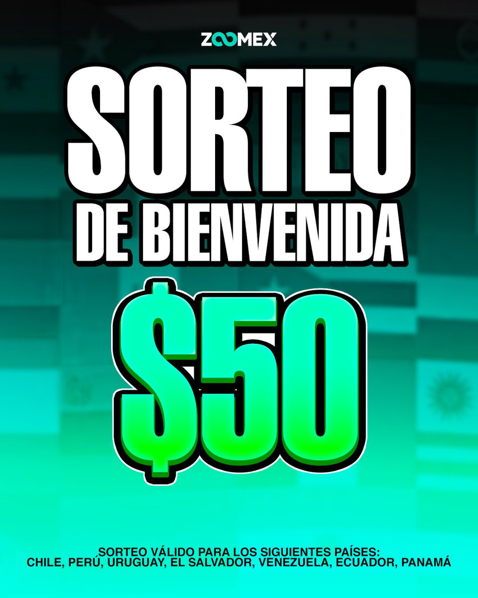 ZoomexES's tweet photo. 🎁 ¡SORTEO DE BIENVENIDA! 🫂

• Hace unos días, la aplicación de #Zoomex está disponible para múltiples países nuevos. Para festejarlo, les traemos un sorteo de 50 $USDT 🥳

1️⃣ Síguenos en @ZoomexES ✅
2️⃣ Dale RT y comenta la bandera de tu país 🇨🇱🇵🇪🇺🇾🇸🇻🇻🇪🇪🇨🇵🇦 https://t.co/NN6b5jtTqY