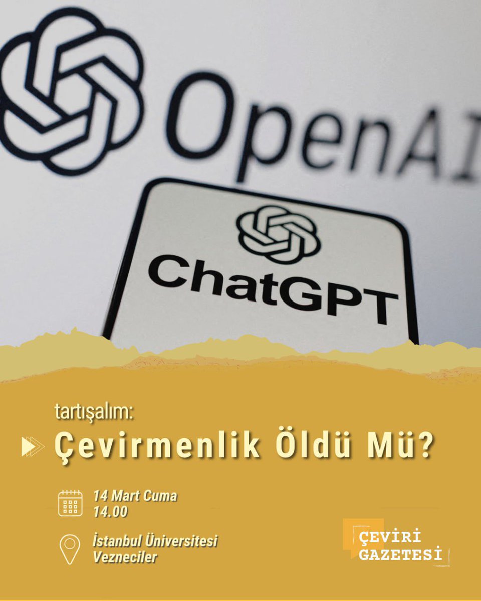 Yapay zeka çağında çevirmenlerin geleceği ne olacak? Çevirmenlik tarihe mi karışıyor? Çeviri Gazetesi olarak bu soruları birlikte tartışıyoruz. Katılmak için bize DM atabilirsin!