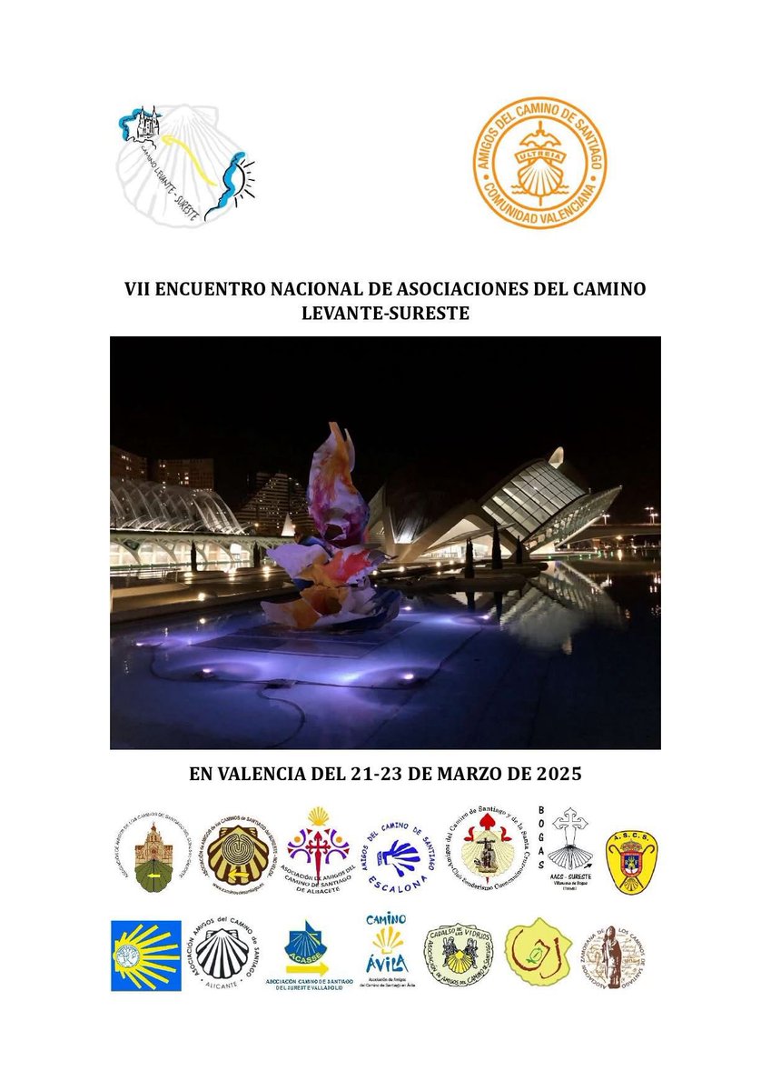 Levante_Sureste's tweet photo. VII Encuentro Nacional de Asocaciones del Camino De Santiago del Levante-Sureste. 
 En Valencia os esperamos! 
 #VIIEncuentro #CaminoDeSantiago #CaminoDeLevanteSureste #DelMediterraneoAlAtlantico https://t.co/C3n55kuCGr