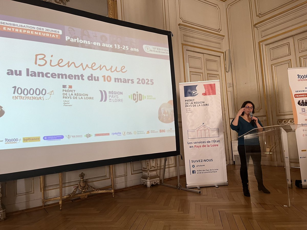 WEISSPauline1's tweet photo. #8mars #Journeedroitsdesfemmes

📣 Présente hier pour la Région @paysdelaloire au lancement par @100000e entrepreneurs et @Prefet44 
de la 13e édition des semaines de sensibilisation des jeunes à l’#entrepreneuriat des #femmes  en Pays de la Loire au sein de la Préfecture https://t.co/XhA3lbIaBa