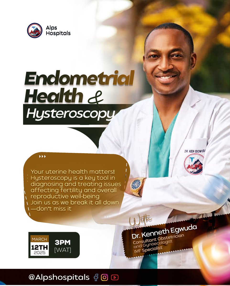 Alpshospitals's tweet photo. A healthy uterus is key to pregnancy, yet many fertility issues go undiagnosed. Laser hysteroscopy helps detect &amp; treat these conditions!

Join @AskDocKen LIVE as we discuss endometrial health &amp; hysteroscopy.

📅 Wed, March 12th, 2025
📍 Fb, Ig &amp; YouTube
⏰ 3 PM

Don’t miss it! https://t.co/oozwlDeEHJ