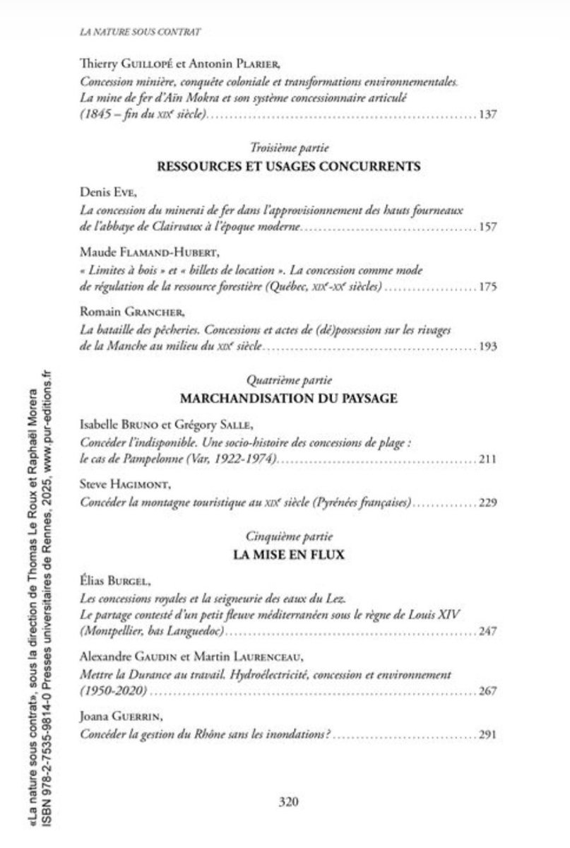 La table des matières :