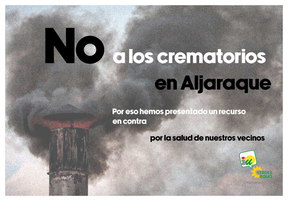 IUAljaraque's tweet photo. Nos preocupa las afecciones a la Salud de los vecinos y vecinas residentes en las zonas de viviendas cercanas a la ubicación de los hornos crematorios que el gobierno del Ayuntamiento de Aljaraque quiere aprobar para premiar los negocios de algunos en contra de la gente. https://t.co/Z998EdVR5O