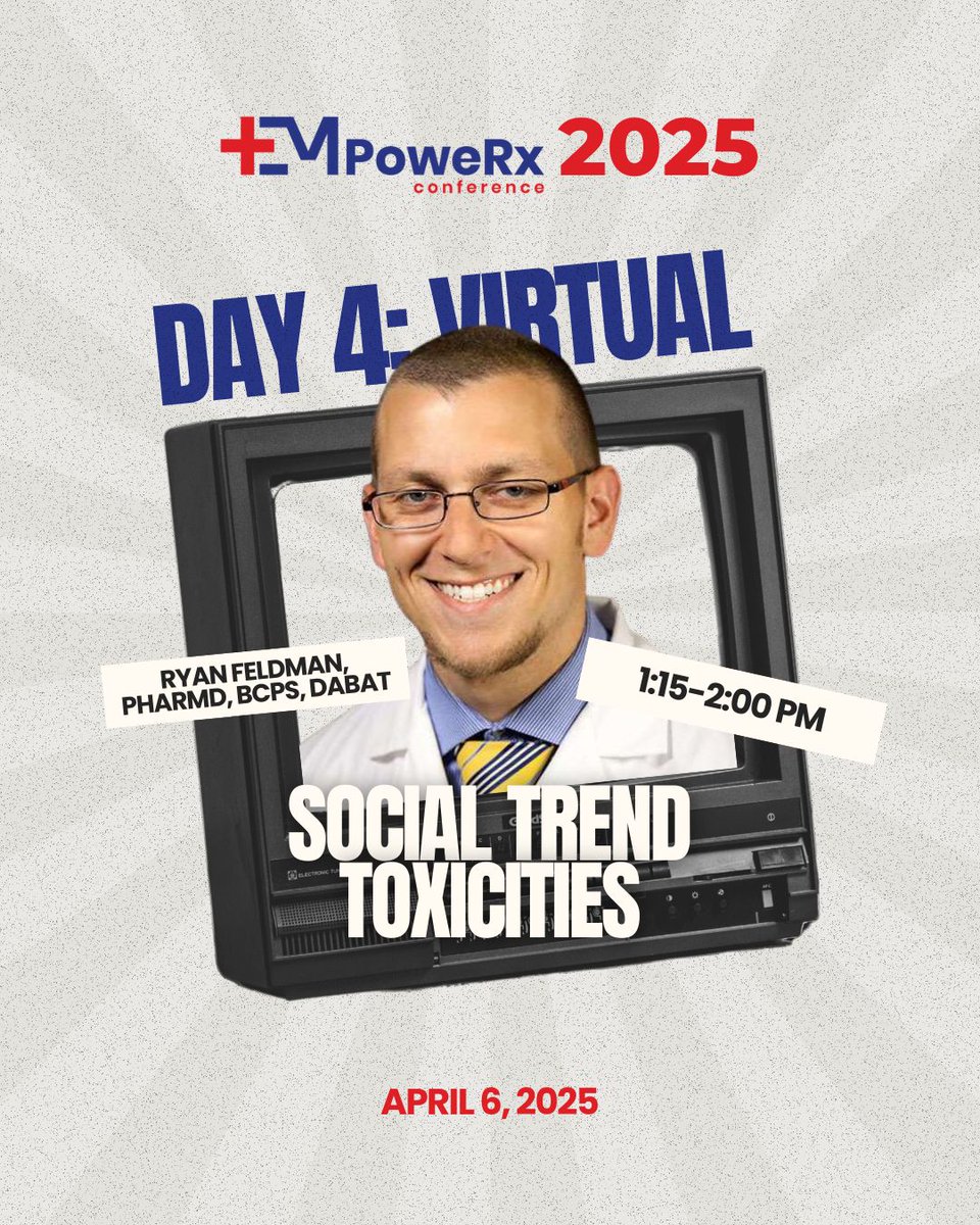 EMPRx26's tweet photo. From dangerous TikTok trends to viral medication misuse, social media has a real impact on patient safety.

Join Ryan Feldman, PharmD, BCPS, DABAT virtually on April 6 to explore emerging toxicology concerns and how pharmacists can intervene.

#emprx25 #SocialMediaTrends #EMRx https://t.co/kRHDSk56yJ