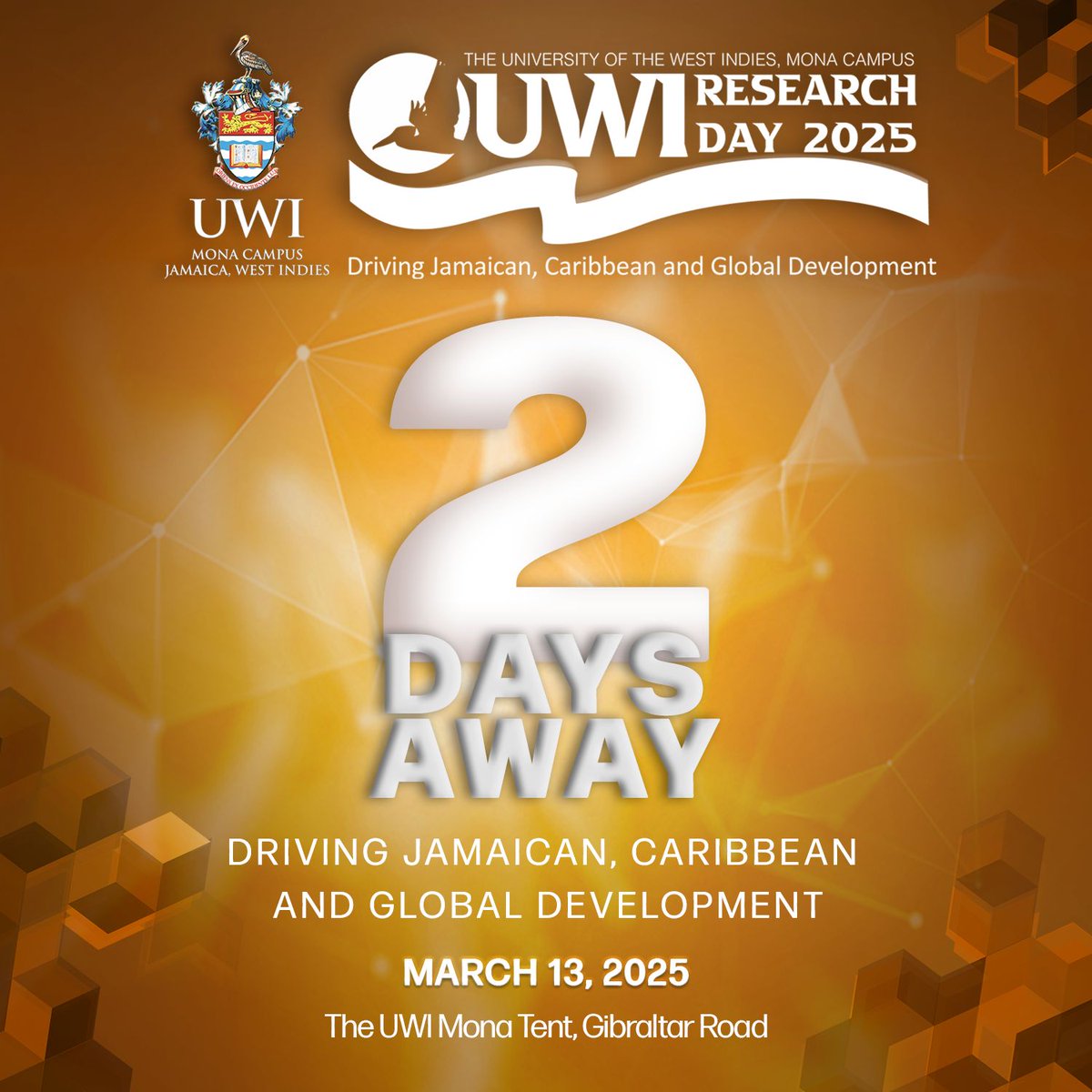The UWI Mona Campus (@uwimona) on Twitter photo Just 2 days to go! 
Get ready for UWI Research Day 2025, where innovation meets impact! Explore cutting-edge research, engage with experts, and discover solutions shaping our future.
📅 March 13, 2025
📍 UWI Mona Tent, Gibraltar Road Just 2 days to go! 
Get ready for UWI Research Day 2025, where innovation meets impact! Explore cutting-edge research, engage with experts, and discover solutions shaping our future.
📅 March 13, 2025
📍 UWI Mona Tent, Gibraltar Road