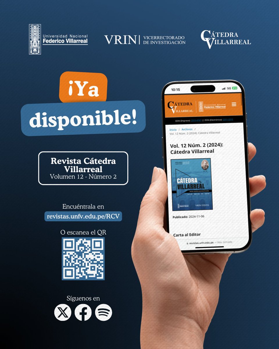 RCV_UNFV's tweet photo. 📙 𝐂𝐀́𝐓𝐄𝐃𝐑𝐀 𝐕𝐈𝐋𝐋𝐀𝐑𝐑𝐄𝐀𝐋 | ¡Última edición disponible!

📎¡Ya pueden disfrutar del Volumen 12 - Número 2 de la revista Cátedra Villarreal! Accedan a la publicación en el siguiente enlace: https://t.co/WTS8YQRhNP

#UNFV #VRIN #RevistaCatedraVillarreal #Investigacion https://t.co/WlClBBL1Yz