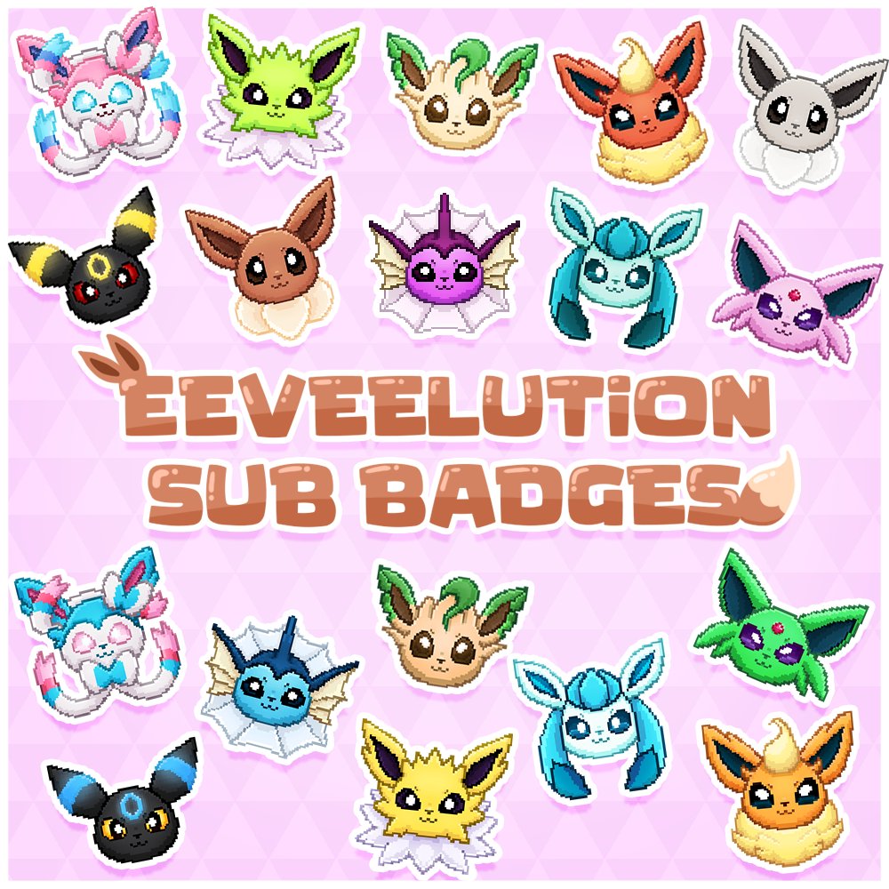New streaming assets👀
Made some eeveelution sub badges for Twitch or youtube! You can purchase them here! ✨amymationsstudios.etsy.com