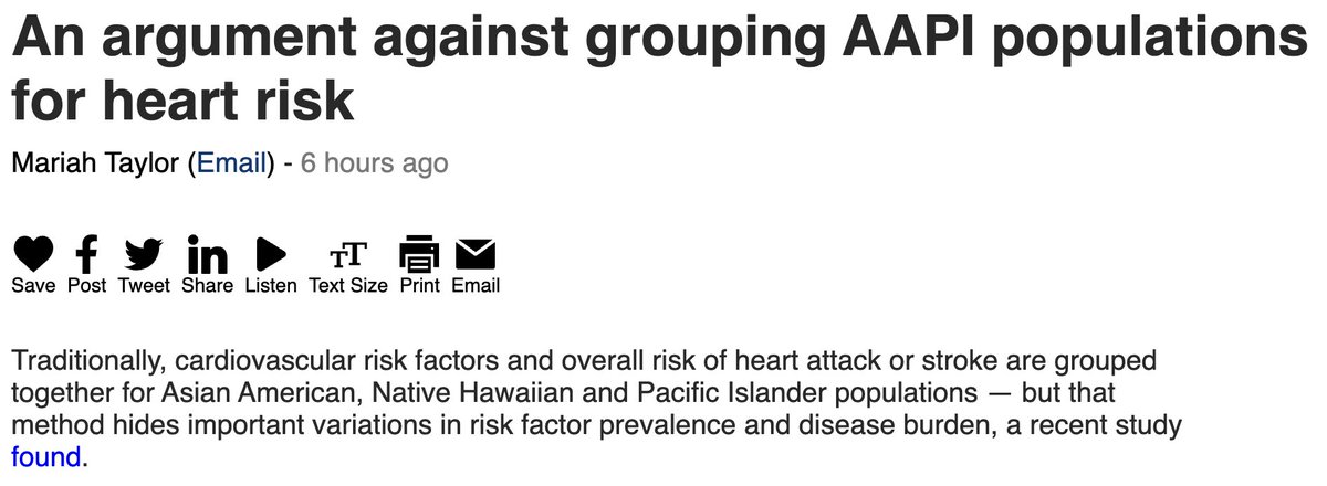 KPDOR's tweet photo. Nice to see @BeckersHR cover new @KPDOR @kpnorcal @PermanenteDocs research presented at @American_Heart #EpiLifestyle25 showing importance of looking at specific #AsianAmerican #NativeHawaiian and #PacificIslanders to fully understand #CVD risk.

Story: https://t.co/Bvf2tS18Z2 https://t.co/XHqY0RY7dv