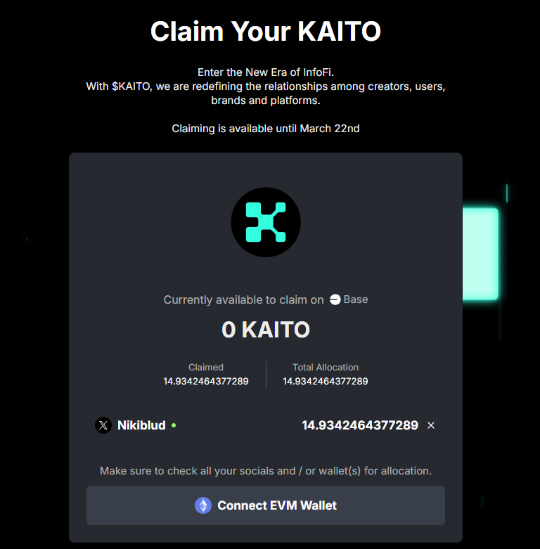 0xLilit_'s tweet photo. Thanks for the airdrop @KaitoAI , although it is a small amount, all I did was just connect my wallet, I will send my tokens to staking, I like kaito and the projects that are launched on kaito https://t.co/O0Lb9Bw51K