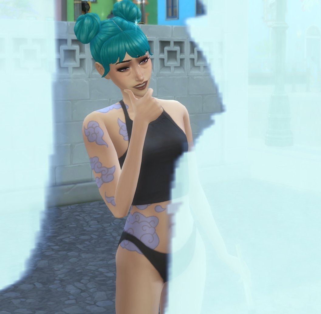 DassaDesign's tweet image. Tried Jinx's Tattoos today.. but I worry my reference wasn't entirely accurate.  Still uploading it anyway because of the effort and the fact it looks cute.

@thesims
#TheSims4 #BusinessesandHobbies #ShowUsYourSims #Tattoo #ShowUsYourTattoos #Arcane #LeagueOfLegendsFanArt #Jinx