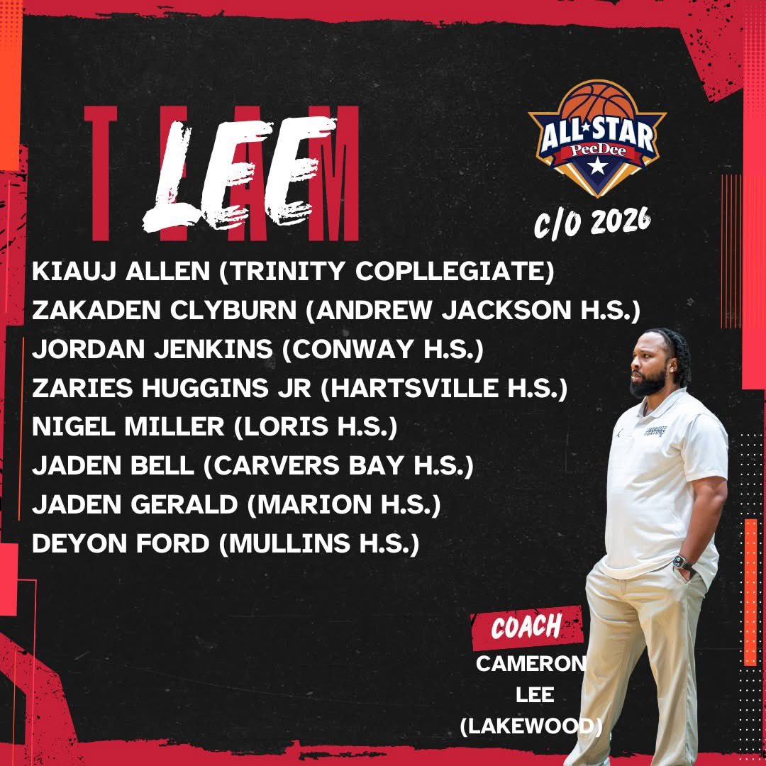 We have 5 guys playing this Saturday in the Pee Dee All Star game at Wilson High School!  The future is bright… proud of each of these guys!  
Congrats to Tristan Spann, Zaries Huggins Jr., Kayson Dawson, Derion Gattison, and CJ Hickmon!