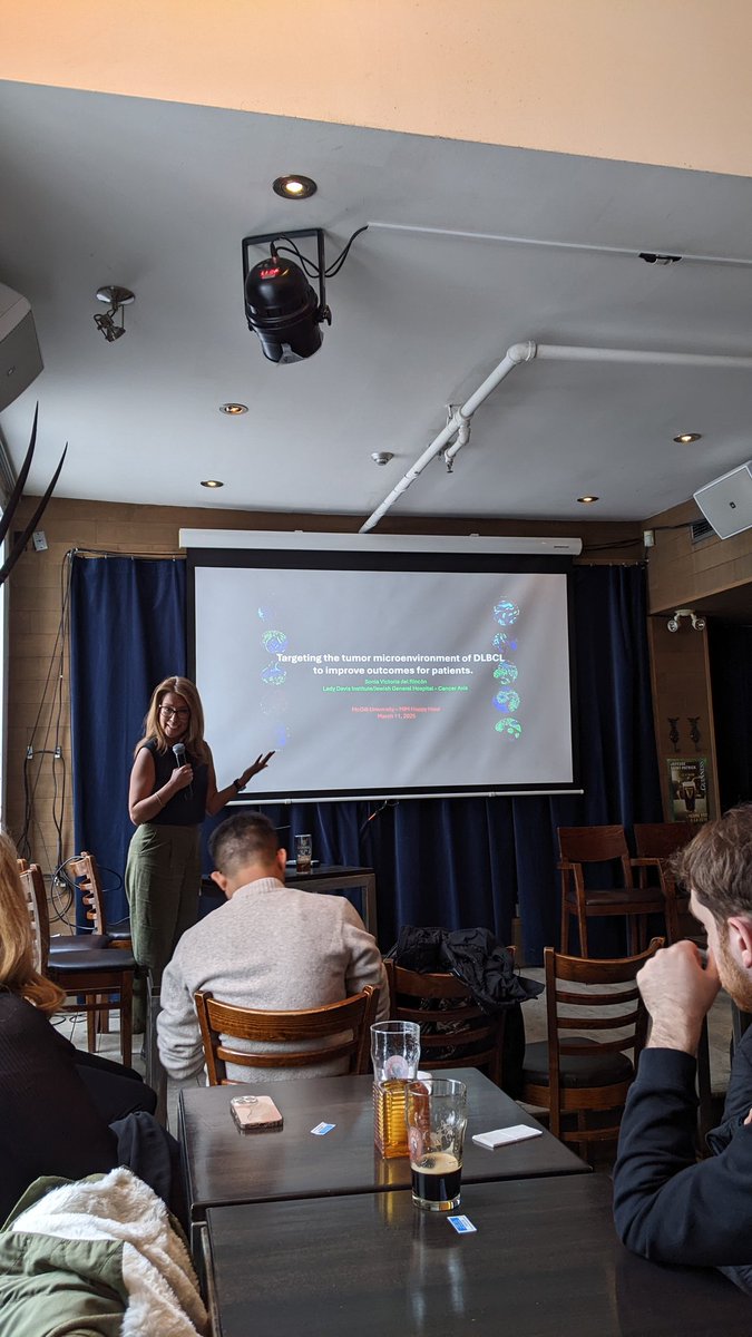 Bienvenue à notre 5 à 7! La première présentation ce soir, donnée par Sonia del Rincon, porte sur le microenvironment tumoral
🍻
Welcome to our happy hour! Sonia del Rincon is giving the first talk of the evening about the tumor microenvironment