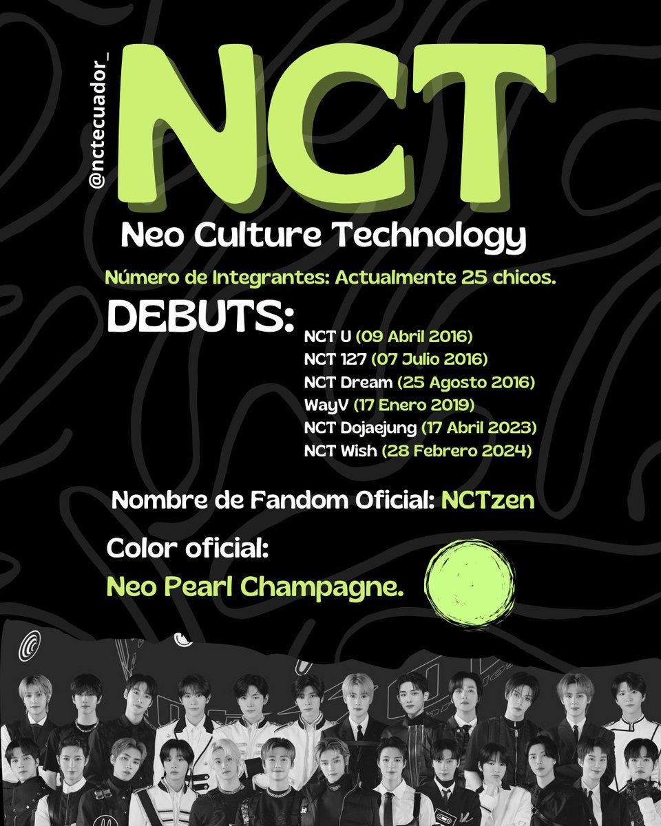 NCTEcuador_'s tweet photo. 💚🚀 ¿Listx para entrar al universo NCT? 🚀💚

Descubre quién es quién en NCT sin enredos. ¡Únete al fandom más caótico y talentoso! 💚⚡

#WelcomeToTheNeoZone #NCT10  #NCT https://t.co/CfEQnXR5rq