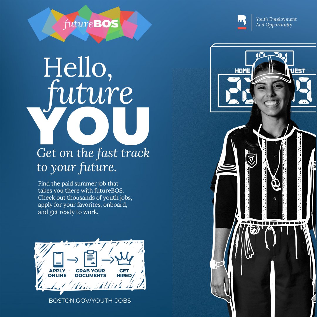 Summer job applications are live! 🌞 Find at least three positions that look interesting and apply now! Visit boston.gov/youth-jobs