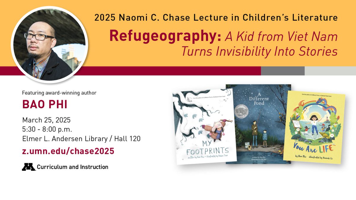 Join us for the 2025 Chase Lecture Series, Featuing award-winning author Bao Phi.

Follow the link to RSVP z.umn.edu/chase2025