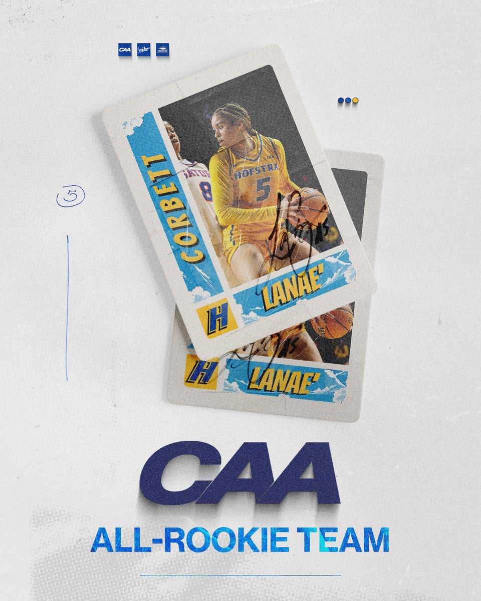 Hofstra Women’s Basketball (@hofstrawbb) on Twitter photo ⭐️ 𝙲𝙰𝙰 𝙰𝙻𝙻-𝚁𝙾𝙾𝙺𝙸𝙴 ⭐
A stellar first season lands LaNae’ Corbett on the <a href="/CAABasketball/">CAA Basketball</a> All-Rookie Team!
#PrideOfLI ⭐️ 𝙲𝙰𝙰 𝙰𝙻𝙻-𝚁𝙾𝙾𝙺𝙸𝙴 ⭐
A stellar first season lands LaNae’ Corbett on the <a href="/CAABasketball/">CAA Basketball</a> All-Rookie Team!
#PrideOfLI