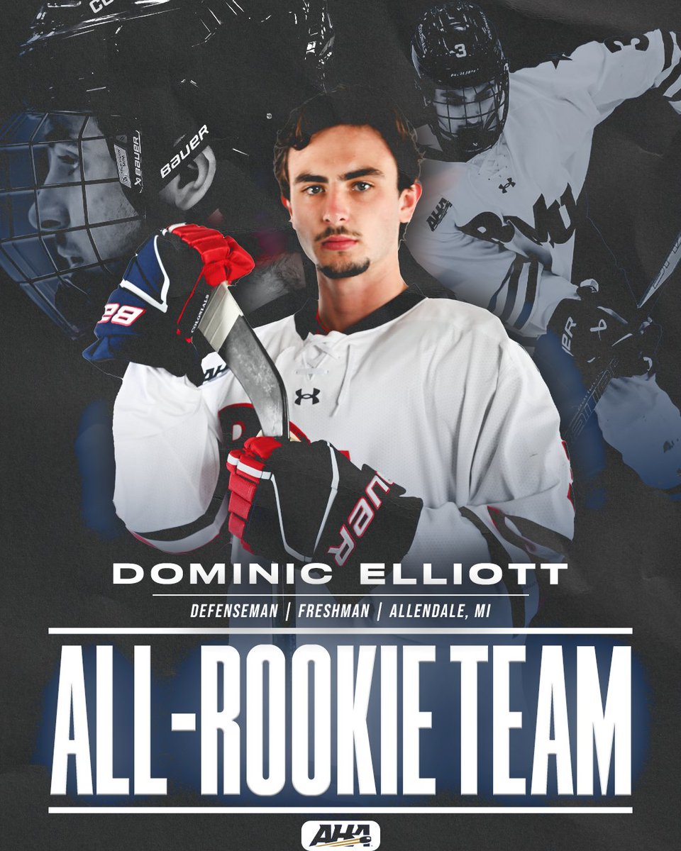 RMU Men’s Hockey (@rmumhockey) on Twitter photo Dominic Elliott named to the <a href="/Atlantic_Hockey/">Atlantic Hockey America</a> All-Rookie Team🔥
📰: bit.ly/4iH6akj
#BobbyMo #AHA Dominic Elliott named to the <a href="/Atlantic_Hockey/">Atlantic Hockey America</a> All-Rookie Team🔥
📰: bit.ly/4iH6akj
#BobbyMo #AHA