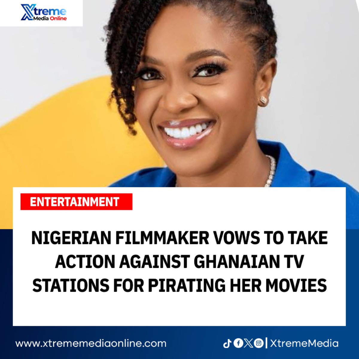 XtrememediaGH's tweet photo. Nigerian actress Omoni Oboli has strongly criticized Ghanaian television stations for broadcasting her movies without proper licensing.  

#xtrememediaonline https://t.co/bclAPIr10P