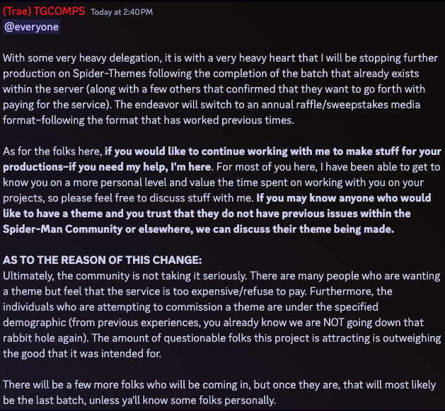 TGComps's tweet photo. And with that, I think the community has decided what should happen to the #SpiderThemes going forward. I have attempted to accommodate for everyone and myself but ultimately I was met with further issues.
"It is what it is." https://t.co/h9HIebcpEX