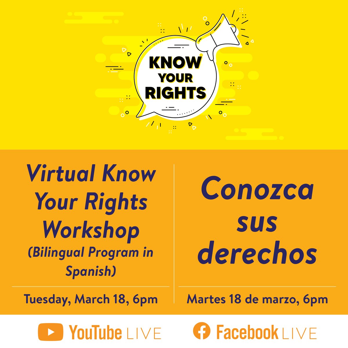 Join us and <a href="/ImmSchools/">ImmSchools</a> on our Facebook page and on our YouTube channel on Tuesday, March 18 at 6PM for this bilingual Know Your Rights virtual workshop focusing on the rights of immigrant students and families in and outside of school settings. 
queenslibrary.org/calendar/virtu…