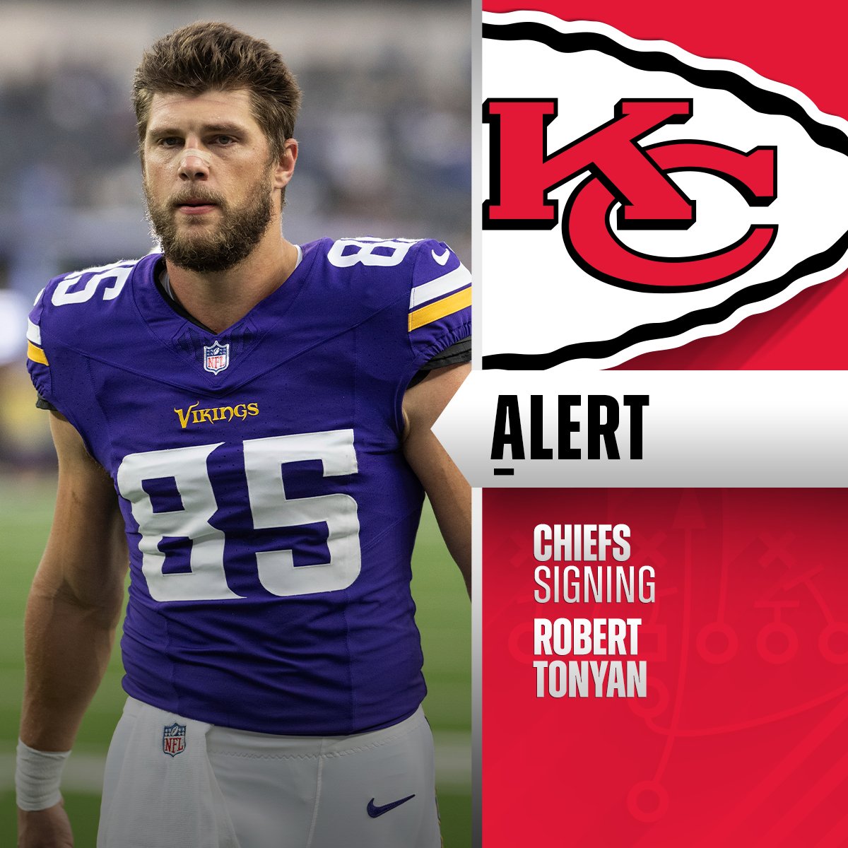 Chiefs signing TE Robert Tonyan. (via <a href="/TomPelissero/">Tom Pelissero</a>)