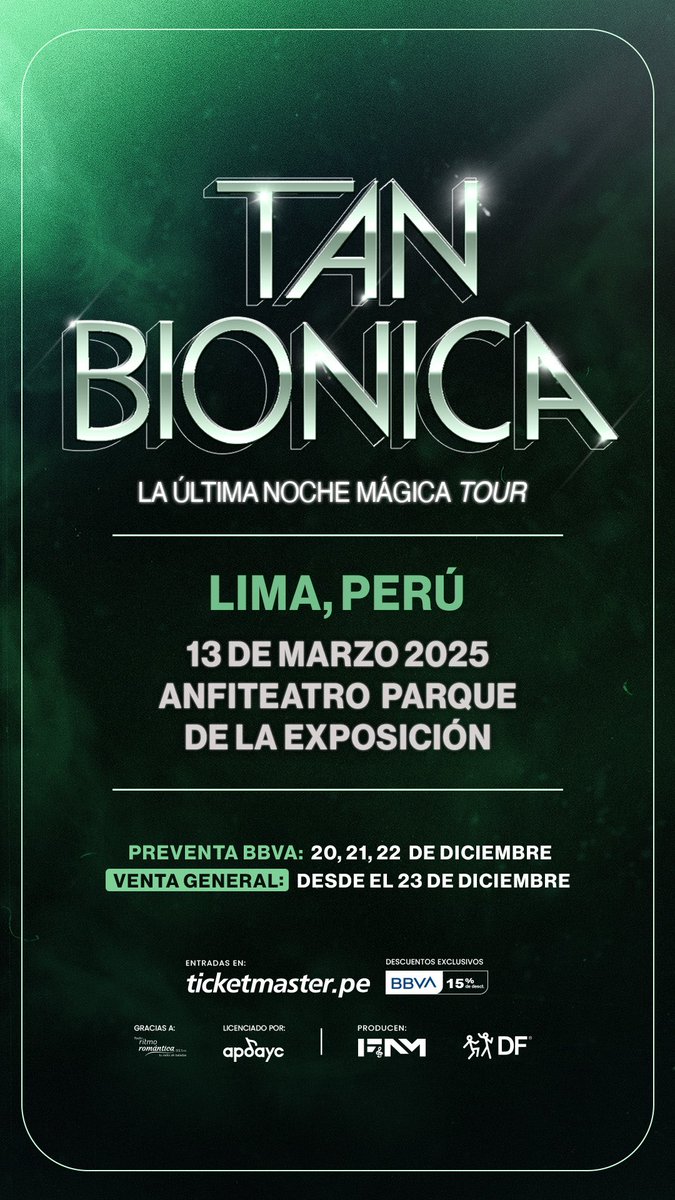 ¡Conseguí tus tickets para La Última Noche Mágica en Perú! 🇵🇪 ticketmaster.pe/event/tan-bion…