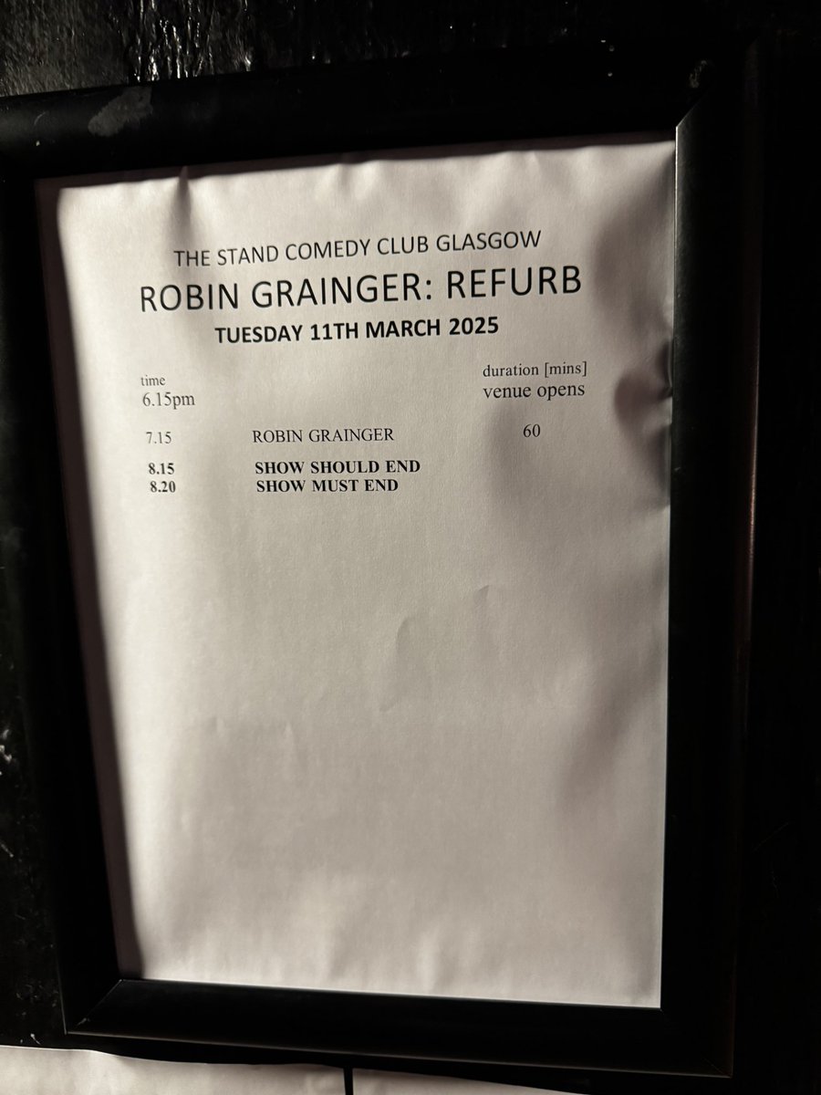 Robin Grainger (@robingrainger) on Twitter photo Glasgow that was phenomenal fun!
Thank you all so so much! <a href="/StandGlasgow/">The Stand Glasgow</a> was rammed with the best crowd ever. Huge shout out to the staff too! I will never tire of being able to do a solo show at this venue!
An honour to be the first show of the entire <a href="/glasgowcomedy/">Glasgow Comedy Festival</a> festival! Glasgow that was phenomenal fun!
Thank you all so so much! <a href="/StandGlasgow/">The Stand Glasgow</a> was rammed with the best crowd ever. Huge shout out to the staff too! I will never tire of being able to do a solo show at this venue!
An honour to be the first show of the entire <a href="/glasgowcomedy/">Glasgow Comedy Festival</a> festival!