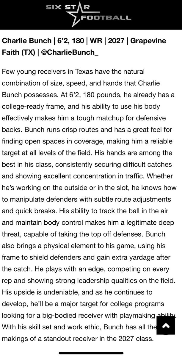 Thanks for the write up <a href="/sixstarfootball/">Six Star Football | PLUS+</a> 

<a href="/GFCSFB/">Grapevine Faith Football</a> <a href="/GoFaithLions/">Faith Athletics</a> <a href="/Coach_Fuller/">Mike Fuller</a> <a href="/TXPrivateFBGuy/">Texas Private School Football</a> <a href="/TXTopTalent/">TX TOP TALENT</a> <a href="/TXPSMedia/">Texas Private School Media</a>