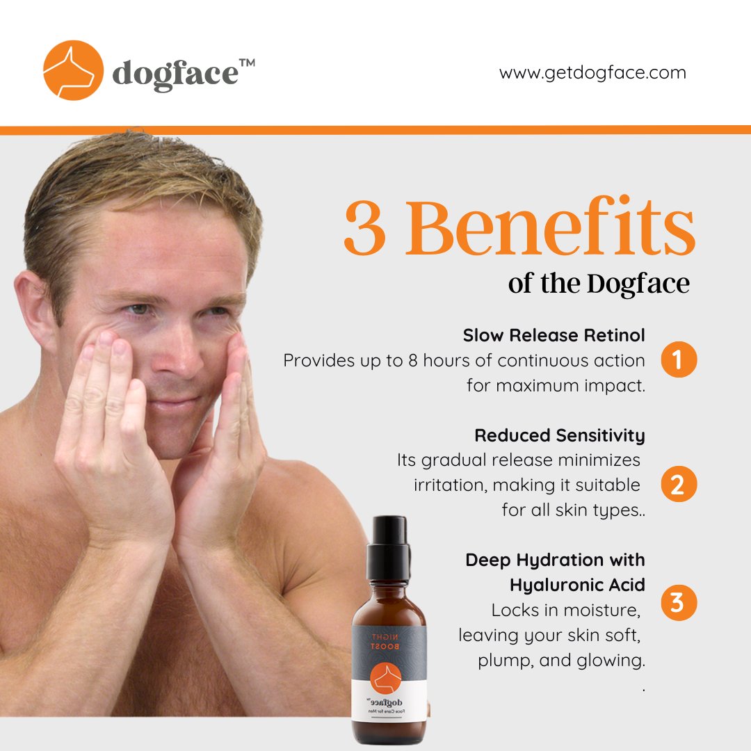 Dogface4Men's tweet image. Retinol is a game-changer, but using it right is the secret to next-level skin. 💡 

This isn’t just skincare; it’s an upgrade to your confidence. 🚀
Visit getdogface.com to start today!

#DogfaceForMen #RetinolEssentials #MensCareGame