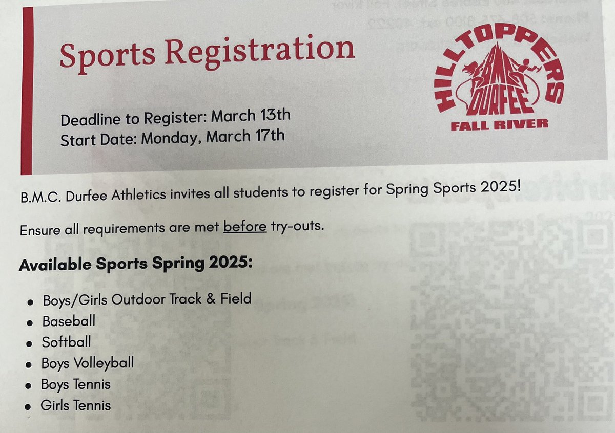 Durfee Athletics (@durfeeathletics) on Twitter photo Let’s go!! The deadline to register to participate day 1 is Thursday March 13th!! <a href="/frps_durfee/">Durfee High School</a> <a href="/DurfeeTF/">Durfee Track and Field</a> Let’s go!! The deadline to register to participate day 1 is Thursday March 13th!! <a href="/frps_durfee/">Durfee High School</a> <a href="/DurfeeTF/">Durfee Track and Field</a>