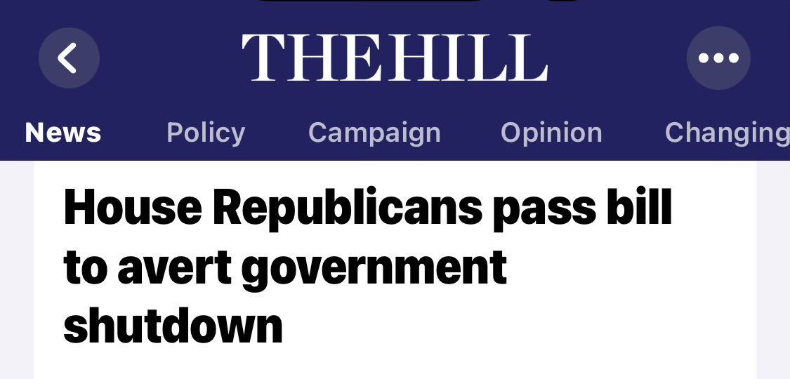 The weeks of performative “resistance” from those in my party were limited to undignified antics.  

Voting to shut the government down will punish millions or risk a recession.

I disagree with many points in the CR, but I will never vote to shut our government down.