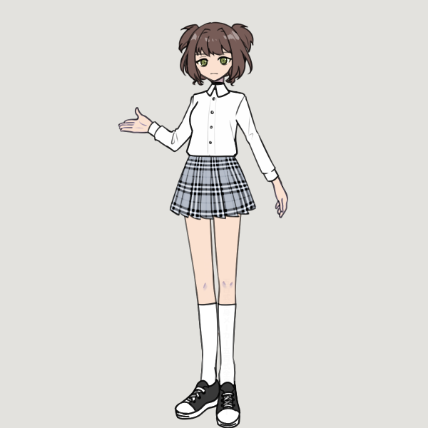 irarachi's tweet photo. just a VERY quickly put together full body ref of Lumi in case some of you are interested (totally didn't leave out her sweater thingy and bow because they weren't options in the picrew template I used haha no totally not) #drdtoc https://t.co/cOAGR3qRhz
