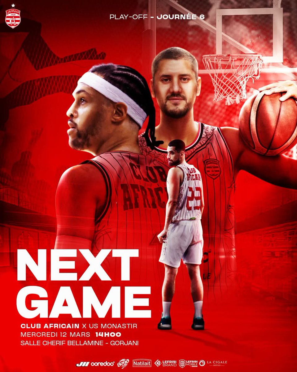 clubafricain's tweet photo. #Basketball ๐ ๐ฝ๐ด๐๐-๐ผ๐ฐ๐๐ฒ๐ท ๐ #CAUSM
#ClubAfricain ๐ดโช ๐ Union Sportive Monastirienne
๐ Pro A - Play-Off -Journรฉe 06
๐ Salle Cherif Bellamine - Gorjani
๐ Mercredi 12 Mars 2025 ๐ 14H
#ForzaCA ๐ต๐ช #ุงูุฅูุฑููู_ุชุนูุด https://t.co/KmEdJ2gmM1