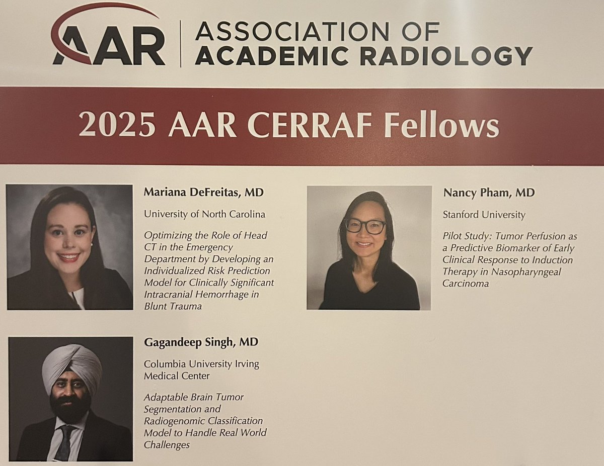 stanfordneuroimaging (@stanfordneuroi1) on Twitter photo Congratulations 2025 CERRAF Fellows Dr. DeFreitas, Dr. Singh, and Dr. Pham ! <a href="/NancyPhamMD/">Nancy Pham</a> #AAR25 Congratulations 2025 CERRAF Fellows Dr. DeFreitas, Dr. Singh, and Dr. Pham ! <a href="/NancyPhamMD/">Nancy Pham</a> #AAR25