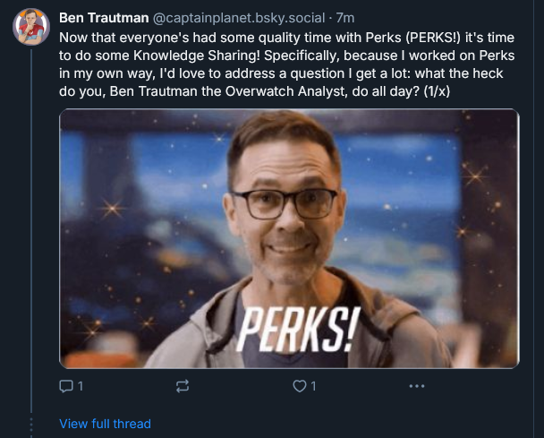 Posted a mini-dive on what keeps a design analyst busy when we ship big features in OW over on the Blue Site, come thru!